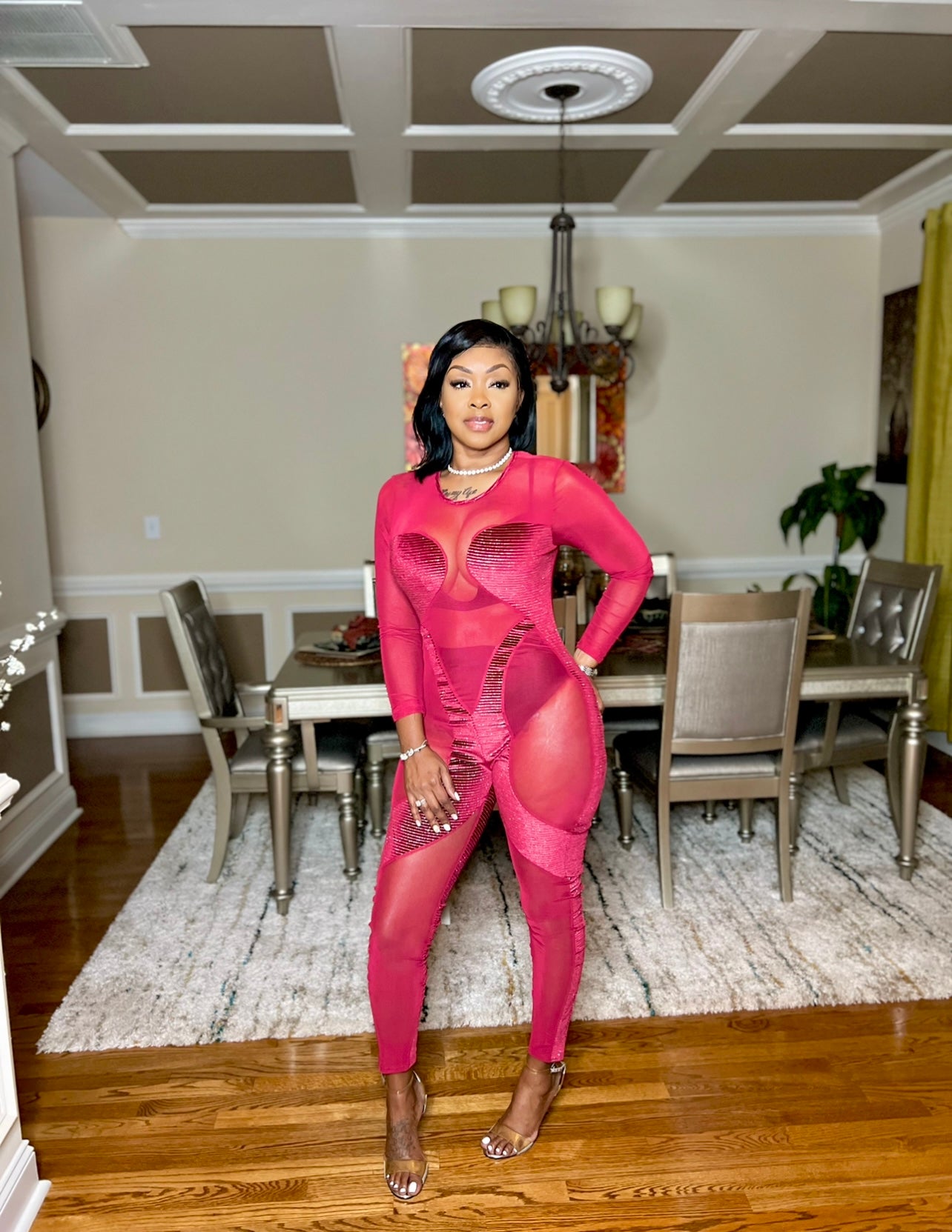 Exotic velvet Jumpsuit (Burgundy)